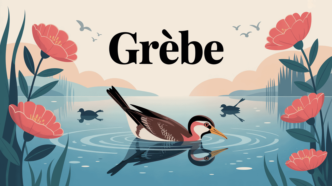 grebe nageant sur lac avec roselières