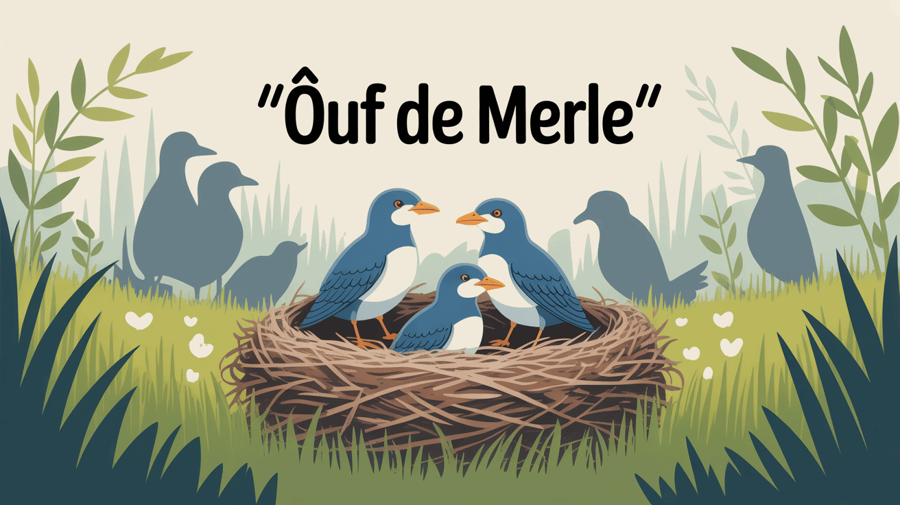 Illustration oeuf de merle dans un nid, identification et protection