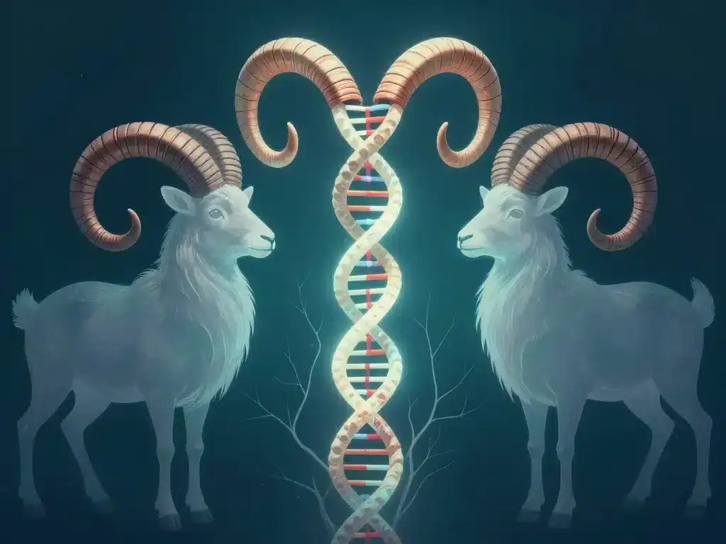 Metaphore ADN-cornes sur hybridation ovis musimon