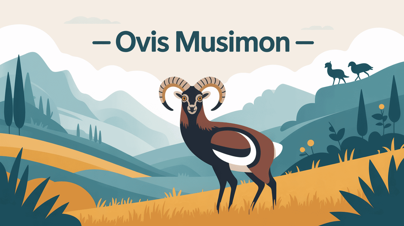 Illustration ovis musimon, mouflon europeen dans habitats montagnards