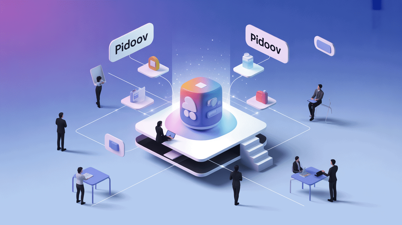 Illustration du hub pidoov centralisant projets et tâches
