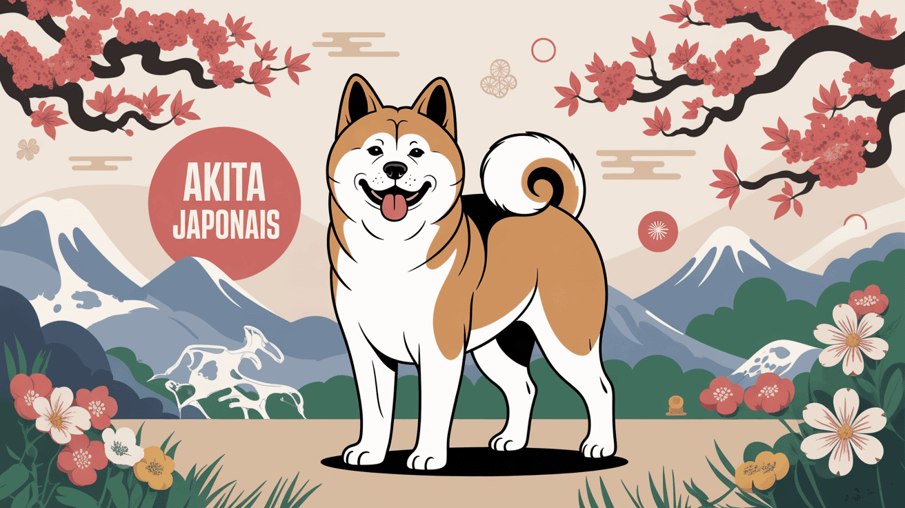akita chien japonais majestueux illustration japon