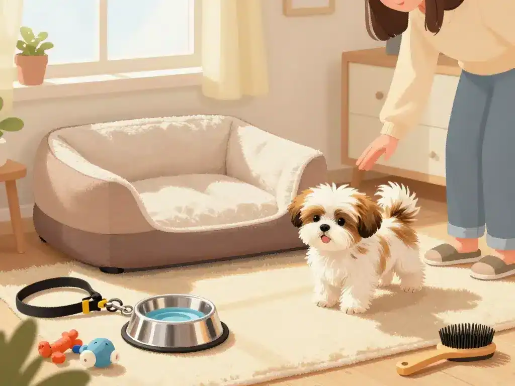chiot shih tzu premiers pas maison
