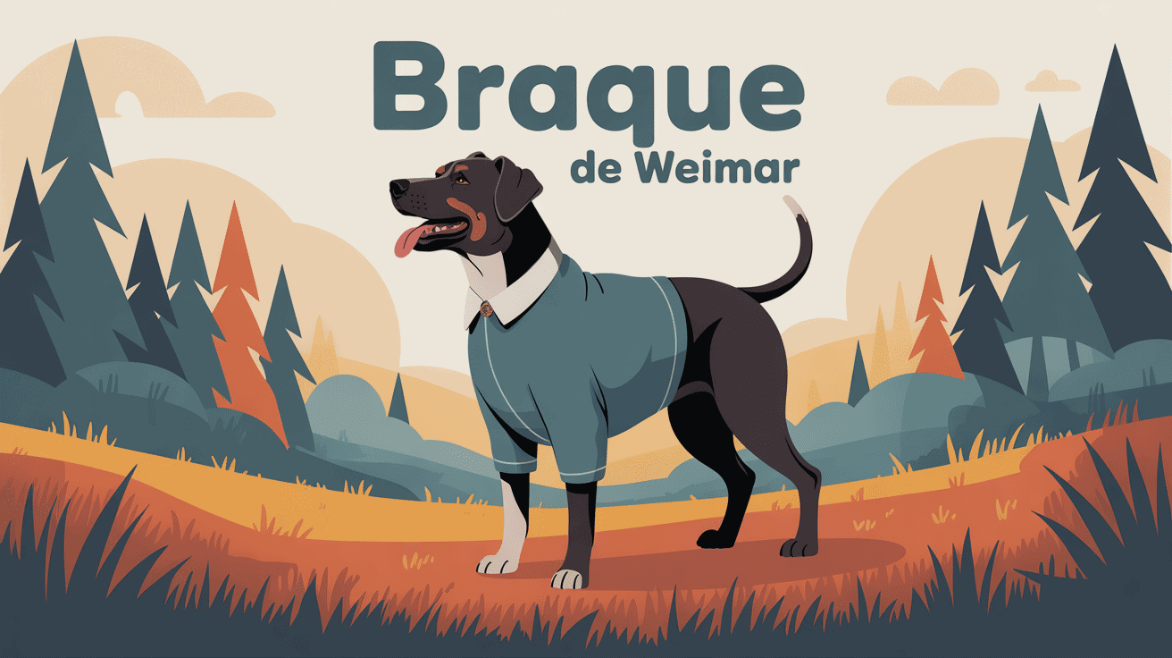 illustration centrale braque de weimar chien gris élégant nature