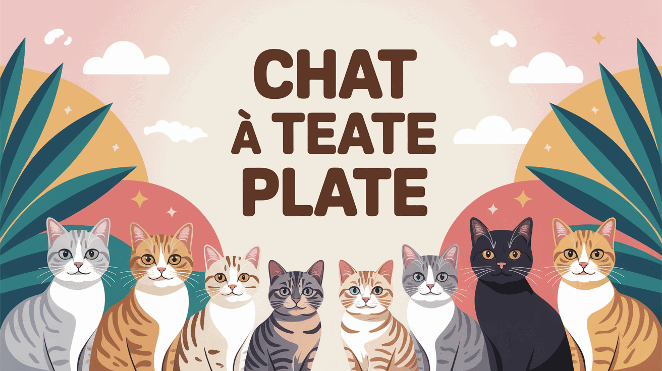 illustration de chats tete plate persan et exotic shorthair