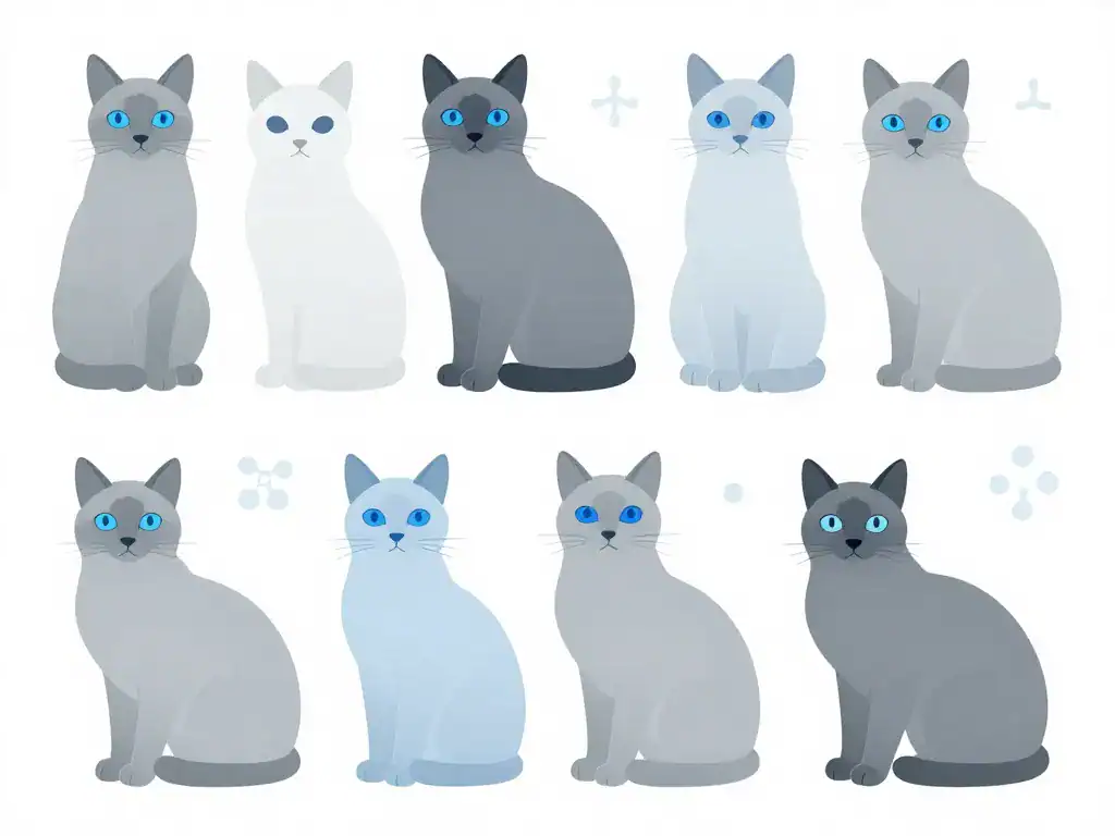 Diagramme chats gris aux yeux bleus diversité génétique