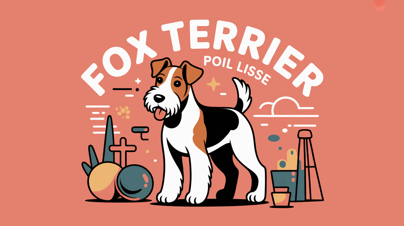 fox terrier poil lisse devant fond coloré moderne