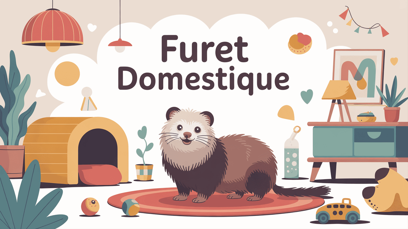 illustration furet domestique intérieur accessoires