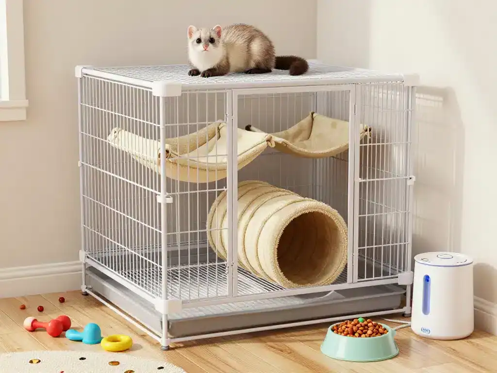 habitat adapté furet domestique cage alimentaire