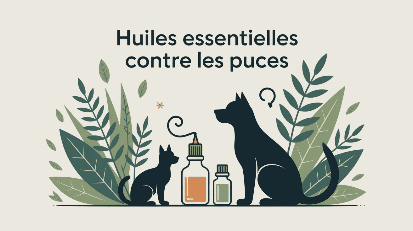 huiles essentielles contre les puces illustration moderne chat chien