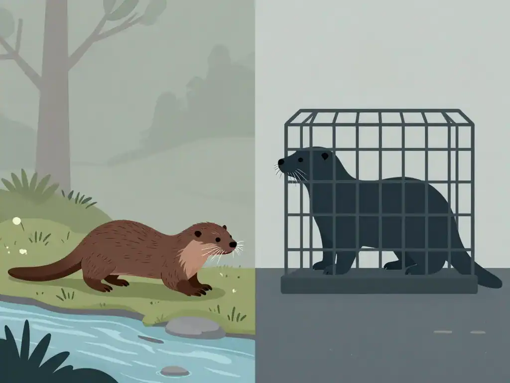 Mink mustela vison contraste liberté captivité élevage