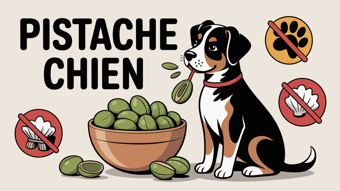 chien devant bol de pistaches, pictogrammes danger pistache chien