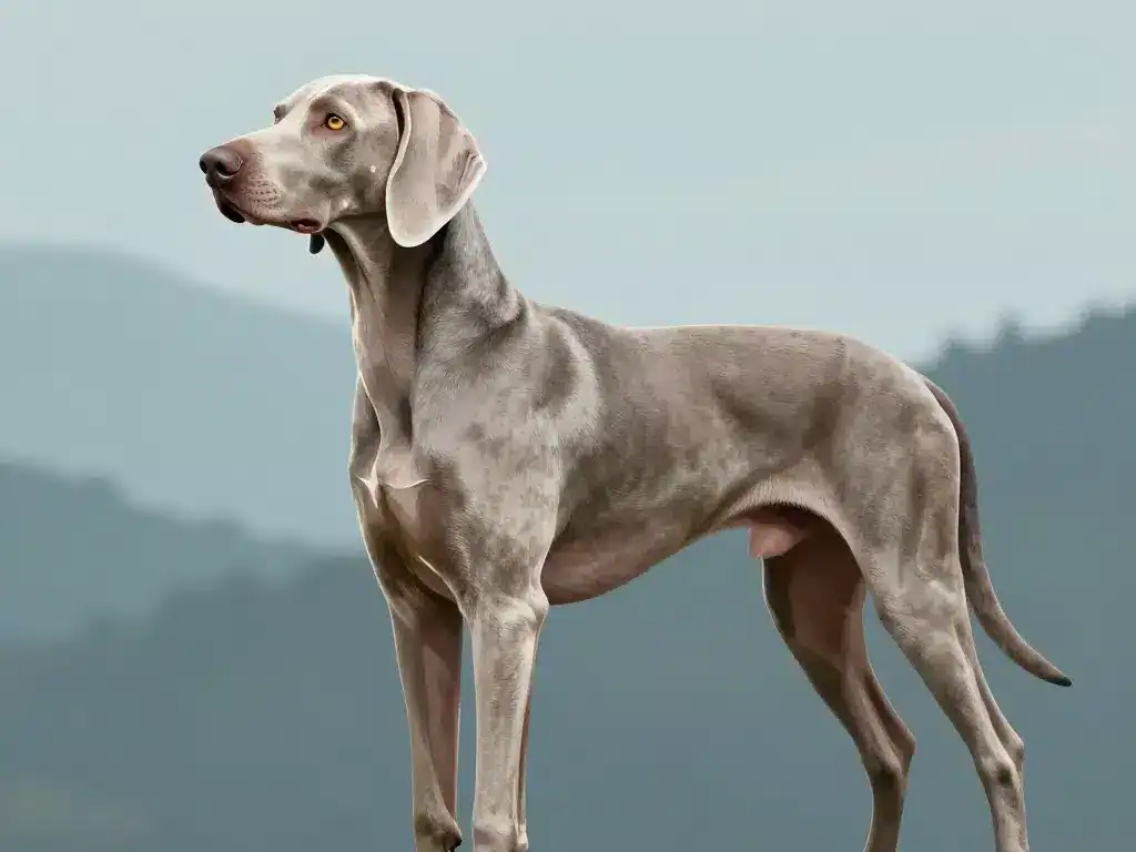 portrait braque de weimar profil athlétique robe grise