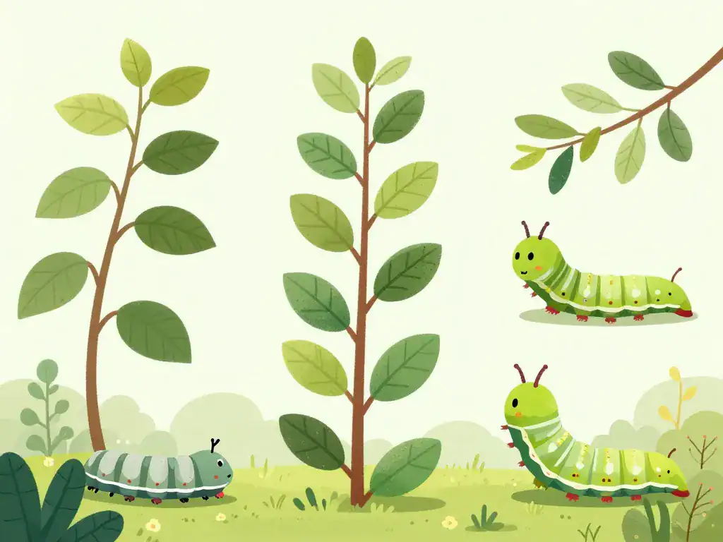 Différentes grosses chenilles sur plantes pour identification