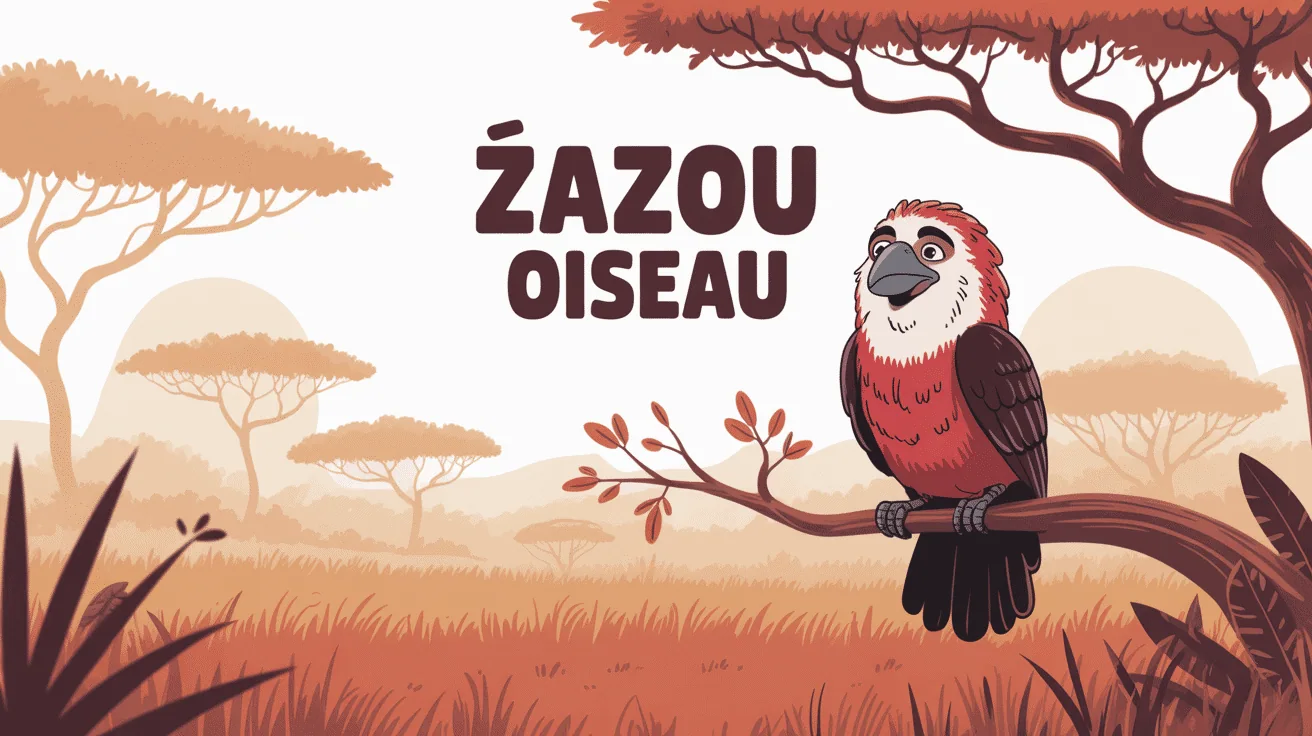 Zazou oiseau illustré dans la savane africaine