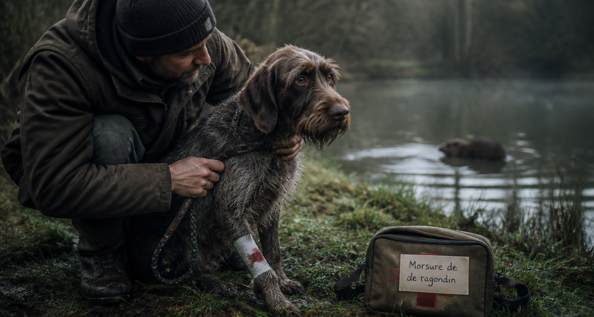 ragondin morsure chien secouru près étang