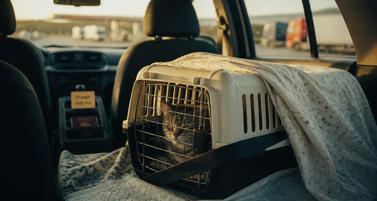 Faire 600 km avec un chat en voiture, caisse sécurisée au calme
