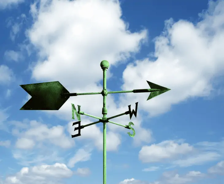 direction of prevailing winds