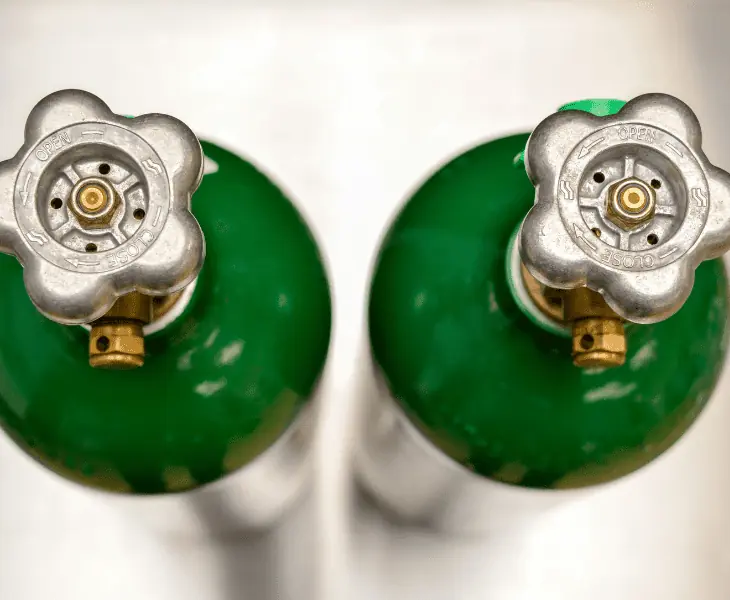 view from above of two oxygen cylinder