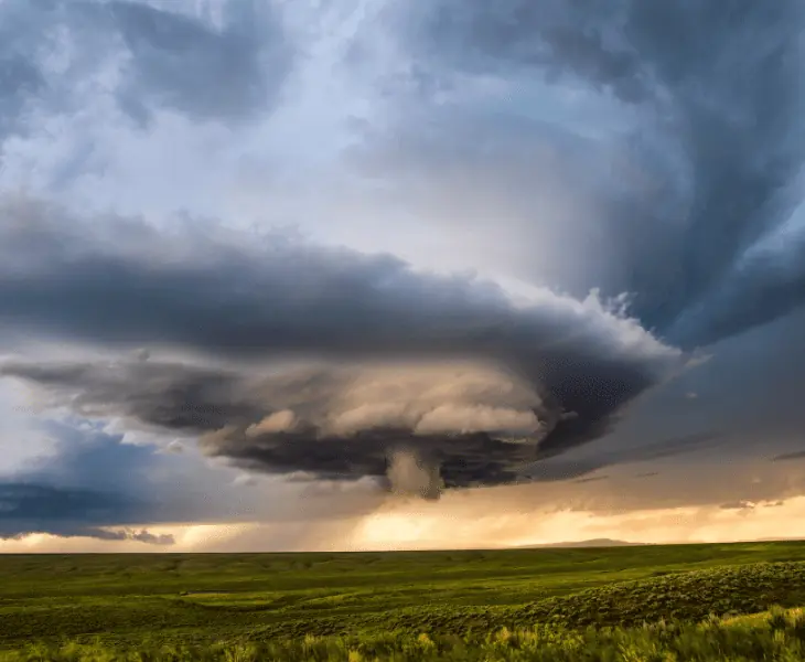 supercell thunderstorm with clouds