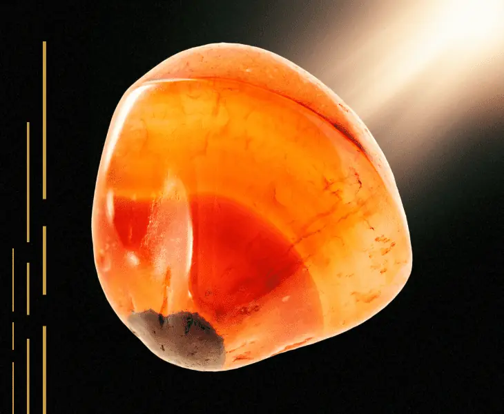 carnelian gemstone close up look with light