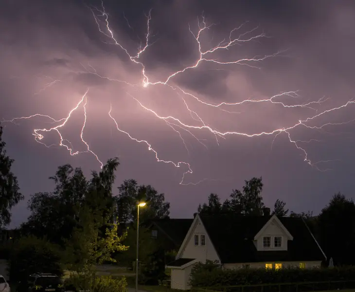 deep purple sky and thunderstorm