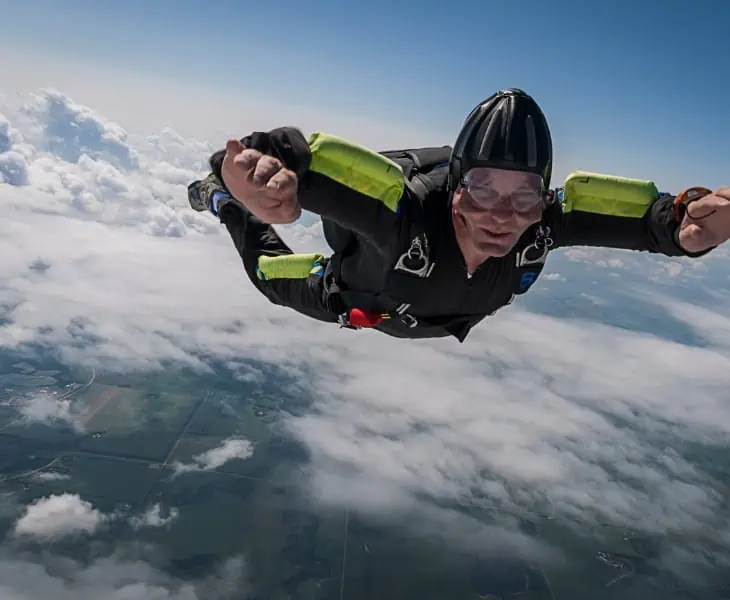 A male skydiver in freefall