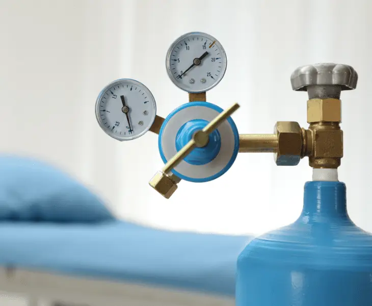oxygen tank in a hospital room