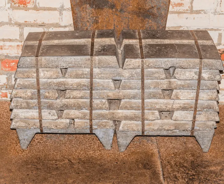 stack of old raw aluminum ingots