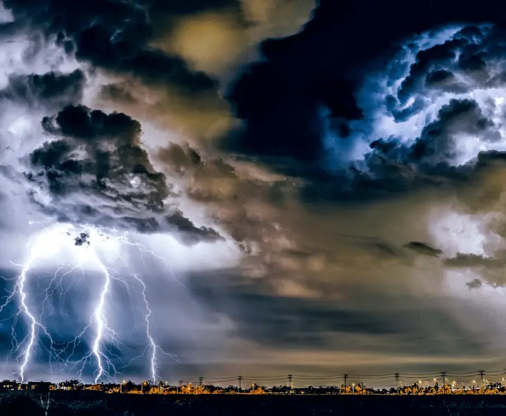 thunderstorm and clouds with lightning