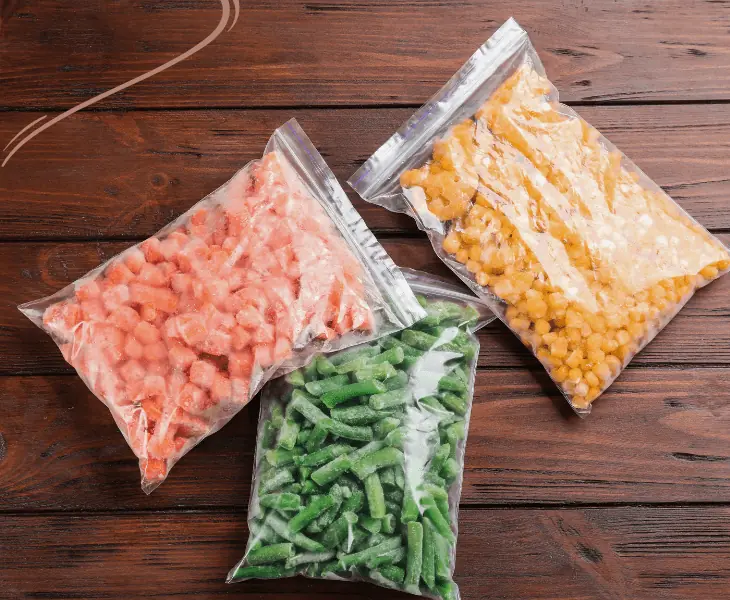 packed vegetables in a ziplock bag