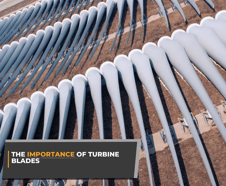 wind turbine blades in field