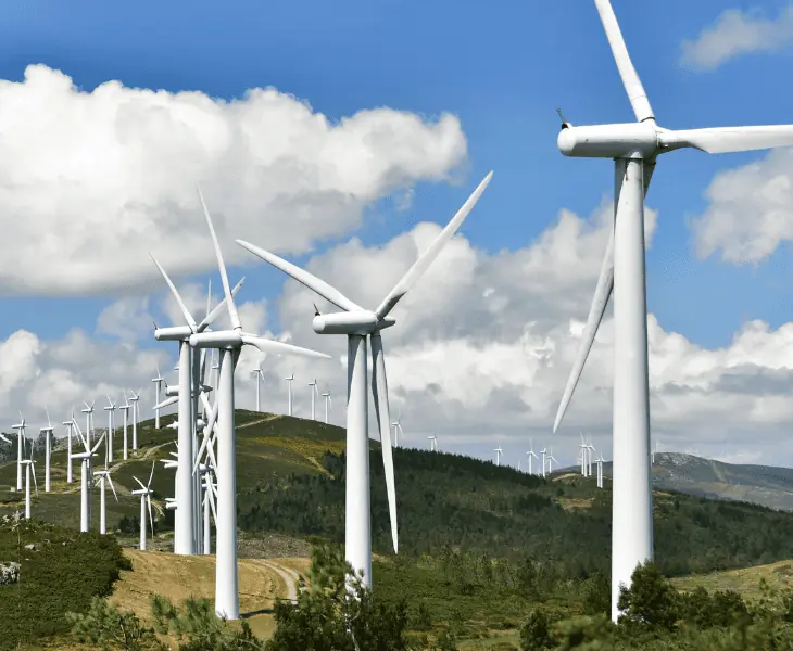wind turbine farm on mountains