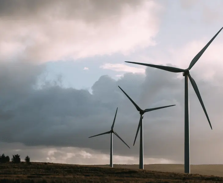 bad weather in wind turbine farm