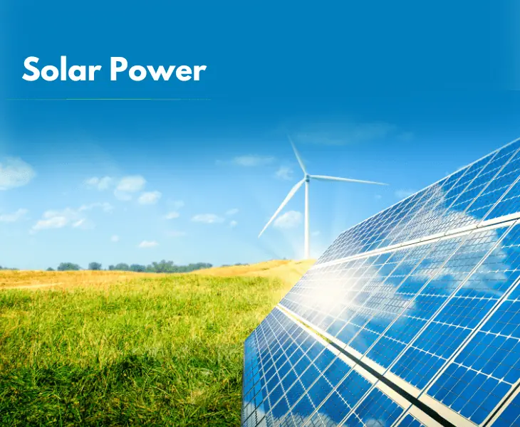solar panels and wind turbine
