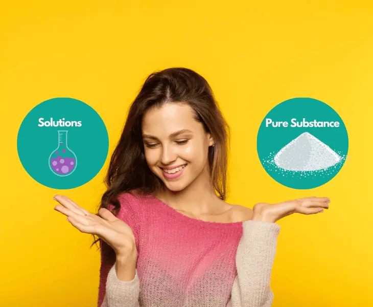 comparing solutions and pure substances