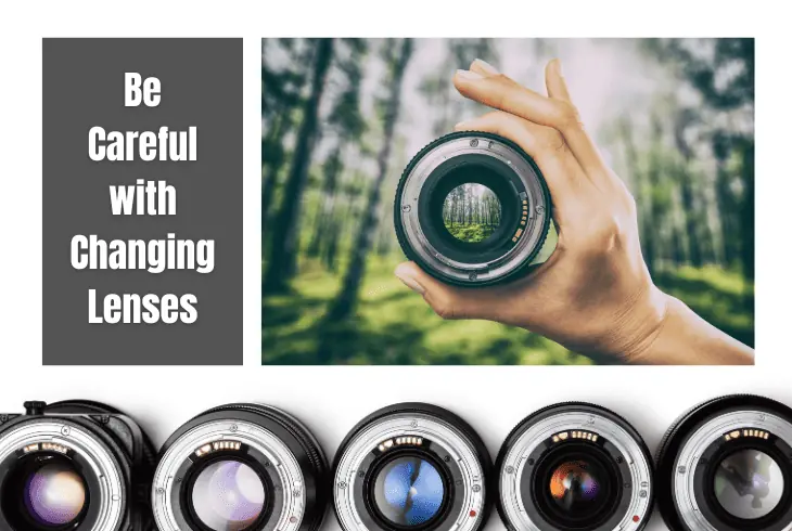 change lenses carefully