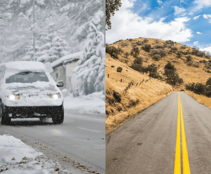 rarity of snow in bakersfield