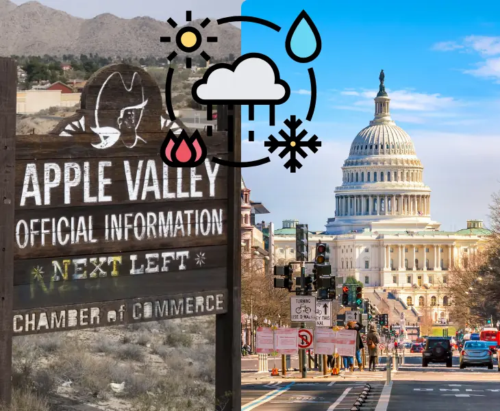 apply valley and national weather comparison