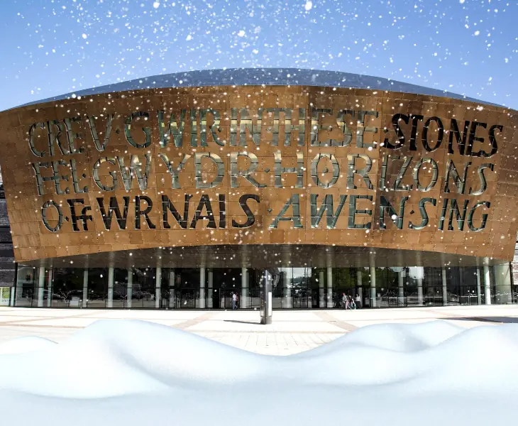 snowing in cardiff