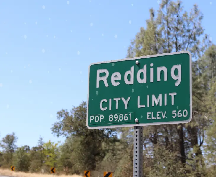 redding california location of snow