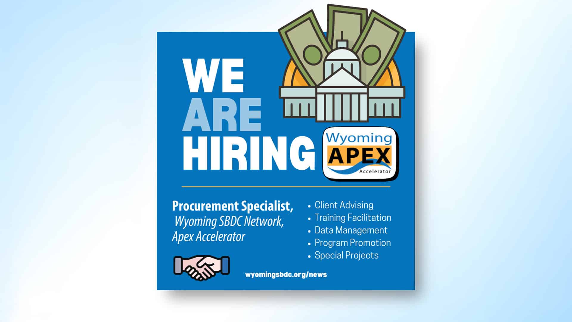 We are Hiring! Procurement Specialist, Wyoming Apex Accelerator