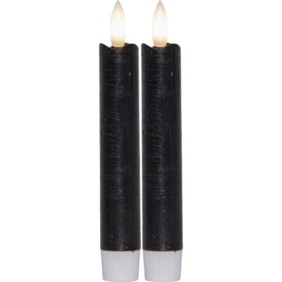 Star Trading LED antieke kaarsvlam 15 cm zwart, 2 stuks