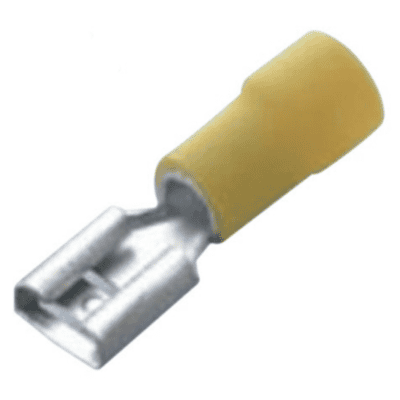 Flad stiftmuffe 6mm2 Vinyl Gul 6,3 x 0,8 mm - 10 stk.