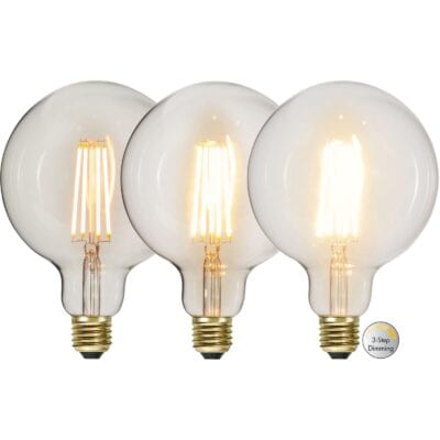 LED-lamp E27 G125 Soft Glow 3-staps - 6,5W - 2100K - 3-staps dimbaar