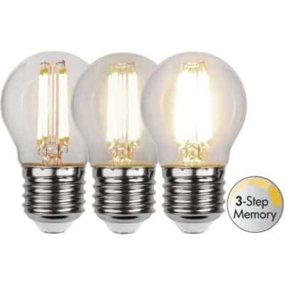 LED-lamp E27 G45 transparant met 3-staps geheugen - 4,2 W - 3000 K - 3-staps dimfunctie (geheugen)