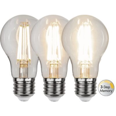 LED-lamp E27 A60 transparant met 3-staps geheugen - 6,5 W - 3000 K - 3-staps dimfunctie (geheugen)