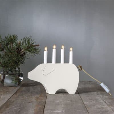 Adventtikynttilänjalka Gry - Valkoinen - 28cm