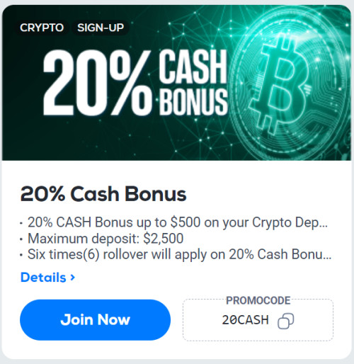 Betus 20% cash bonus