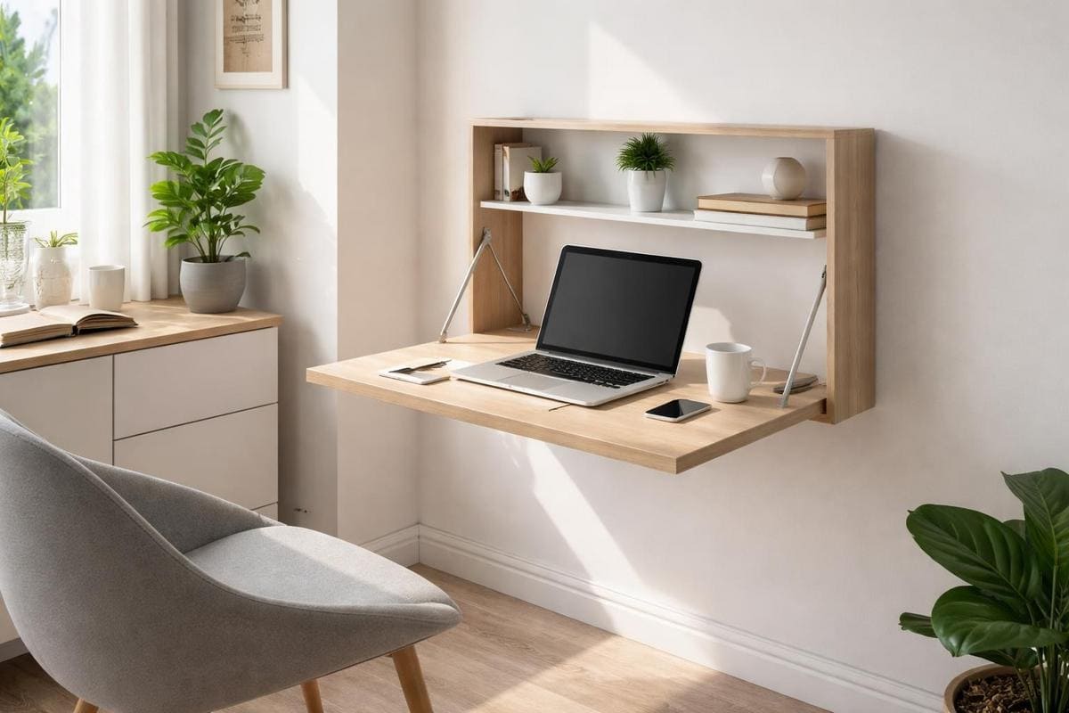 bureau mural escamotable rabattable gain de place petit espace bureau